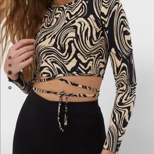 NWT Stradivarius Cropped Tie Shirt